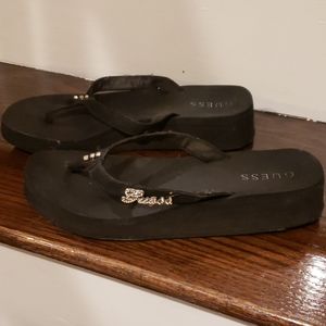 Guess rhinestone embellishment flip flops